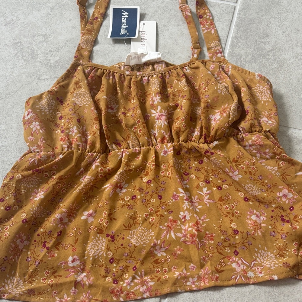 Floral Mustard Top